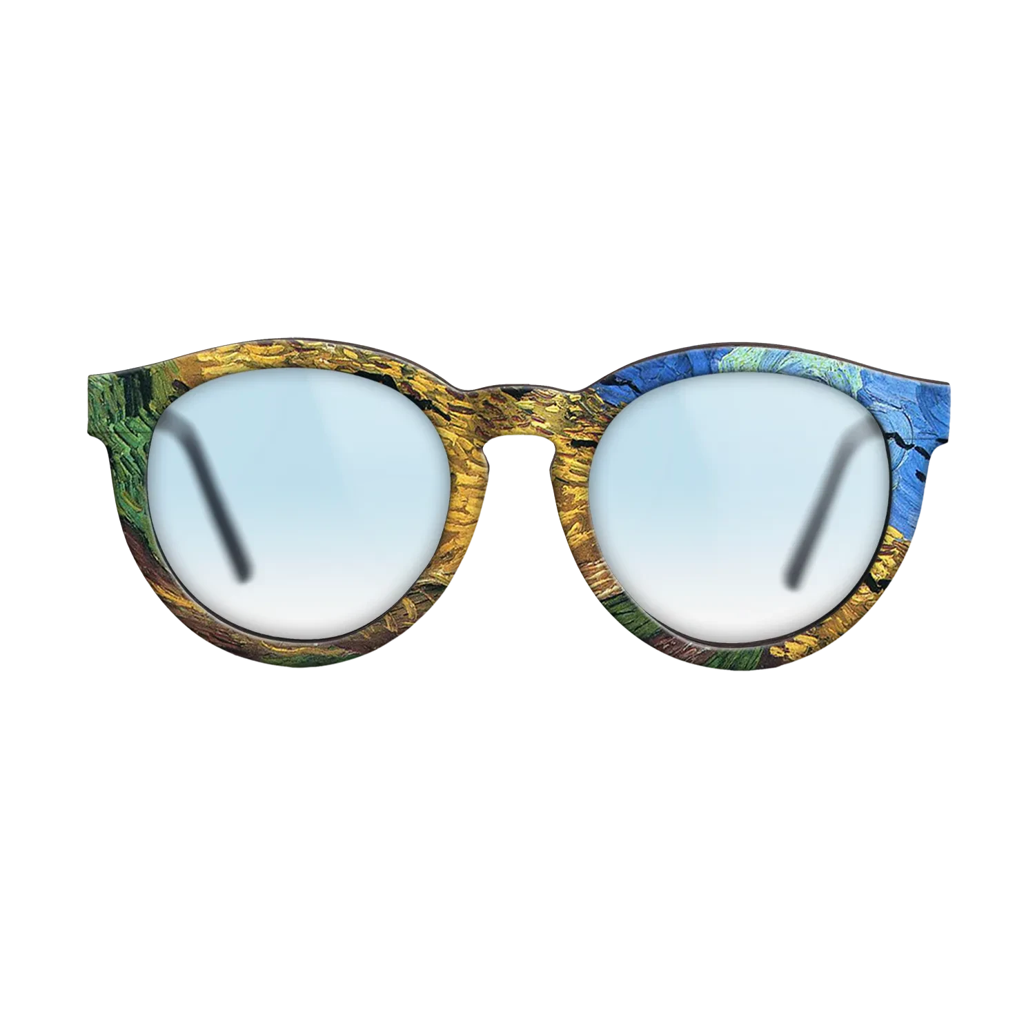 Oil Painting on Straight Grain Walnut: Rococo - Wheatfield with Crows Vincent van Gogh - The Rebel - Round - 1746 - SIRIS wood optic